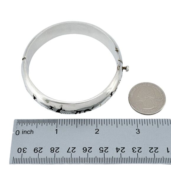 Vintage Mexico Taxco TT-32 Sterling Silver Bullfighter Shadow Box Bangle 7.5" - Picture 8 of 8